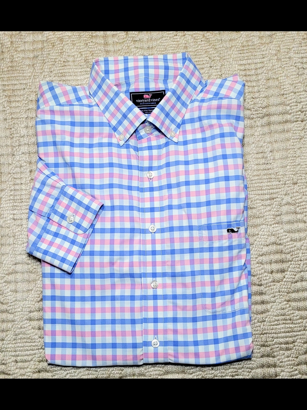 Vineyard Vines Mens Pink gingham plaid “tucker”classic fit shirt, Size XL